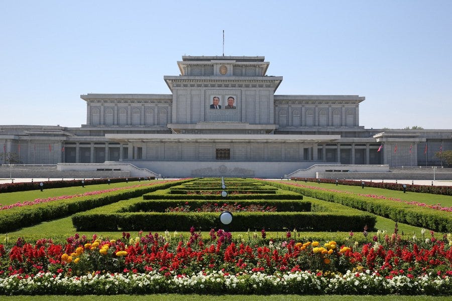 Kumsusan Palace of the Sun in North Korea. Calling it the Mausloeum of Kim Il Sung or Mausoleum of Kim Jong Il is disrespectful in the DPRK as it is not called that in the DPRK