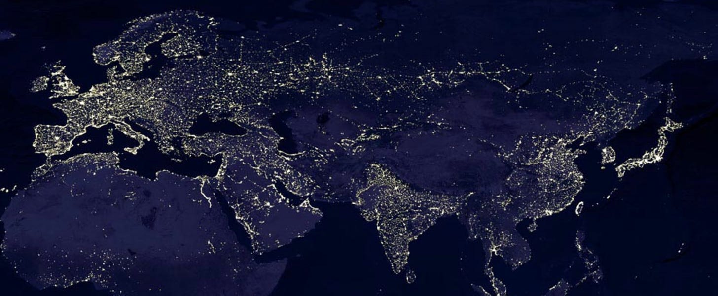 Eurasia at night