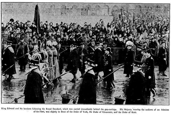Photo from The Times of King Edward III in the funeral procession of King George V