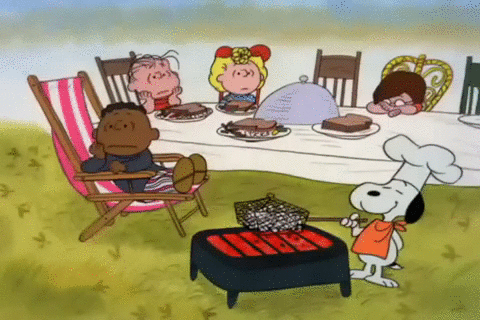 Snoopy makes popcorn for Thanksgiving