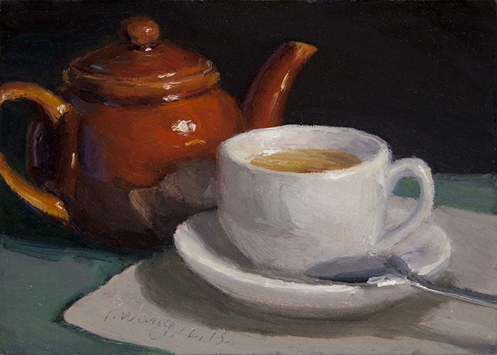 Wang Fine Art: tea and teapot original still life oil painting, daily  painting a day | Oil painting inspiration, Still life oil painting, Art  painting oil