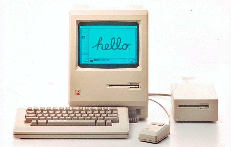 O Macintosh, computador da Apple de 1984.