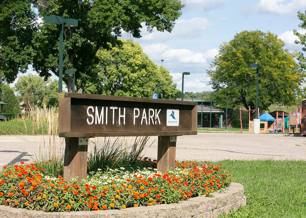 Smith Park, adjacent to an Islamic community center in Bloomington, is used as a playground by a school in the center. (Photo: Kevin Featherly)