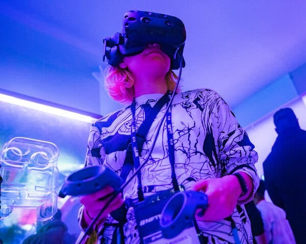 An attendee at VR World NYC in November. The metaverse is the convergence of two ideas that have been around for many years: virtual reality and a digital second life.