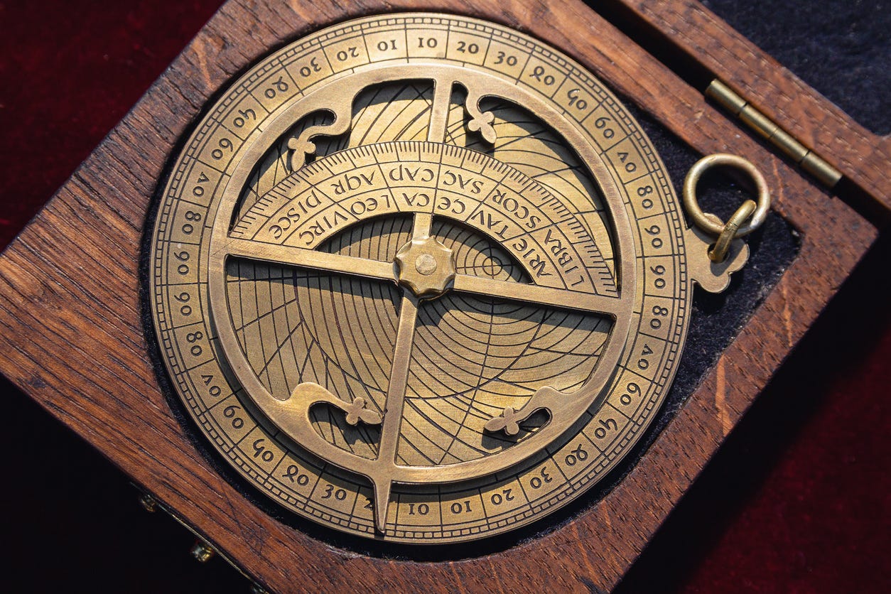 Medieval astrolabe. Used for measuring angles to celestial objects.