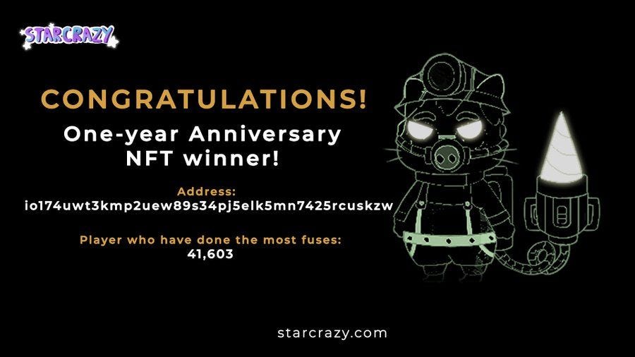 Congratulations - Player who has done the most fuses.