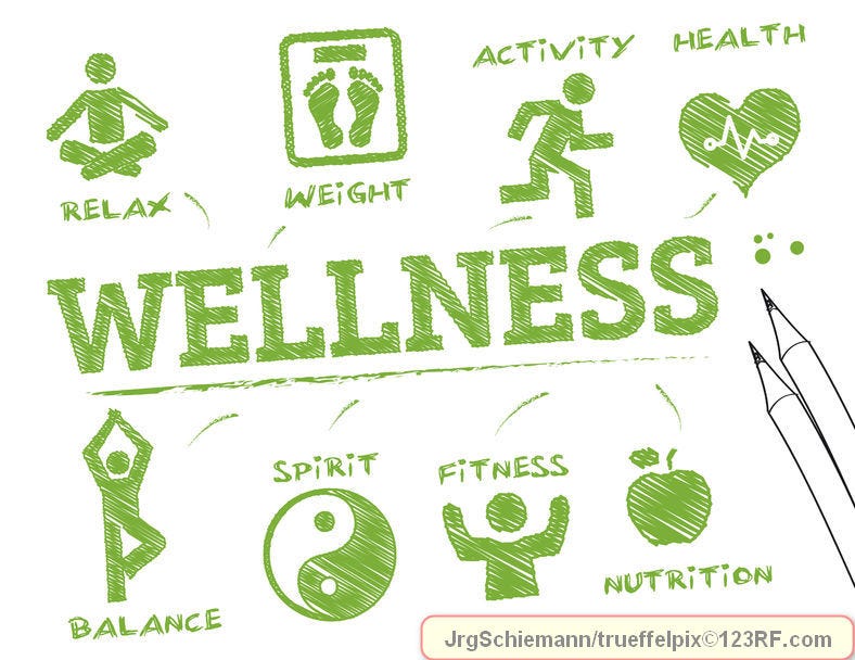 wellness. chart with keywords and icons, trueffelpix / 123RF Stock Photo