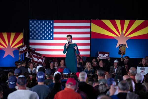 Kari Lake narrowly lost Arizona’s race for governor to Katie Hobbs, a Democrat. 