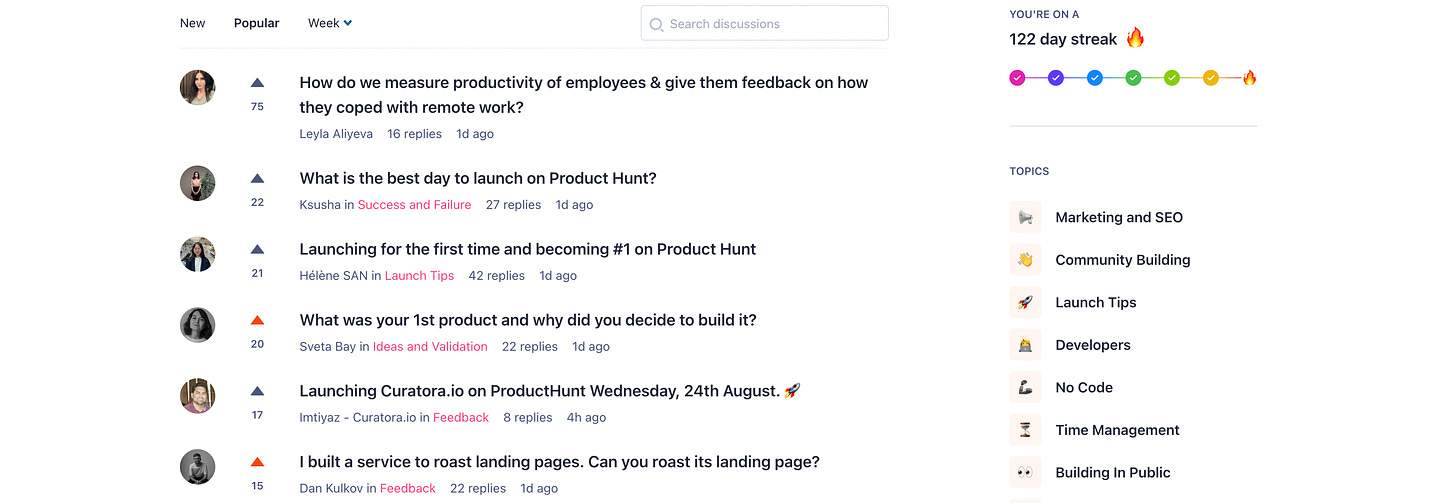 Product Hunt Discussions