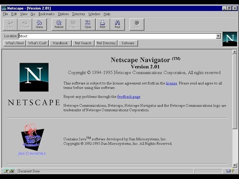 Netscape Navigator 2.01 in 1995 - YouTube