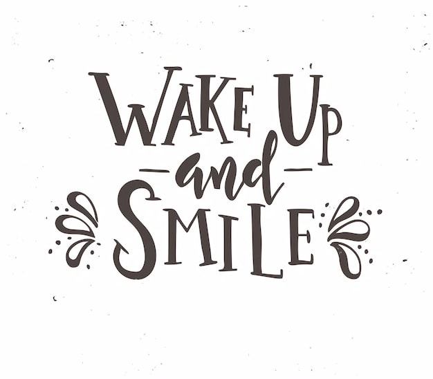 Premium Vector | Wake up and smile calligraphic design