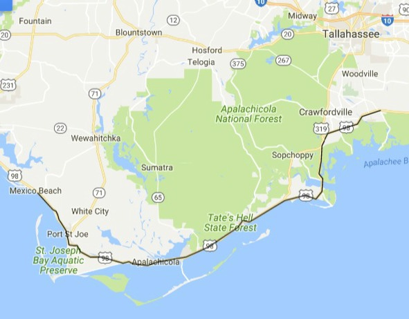 Map of Florida's Forgotten Coast