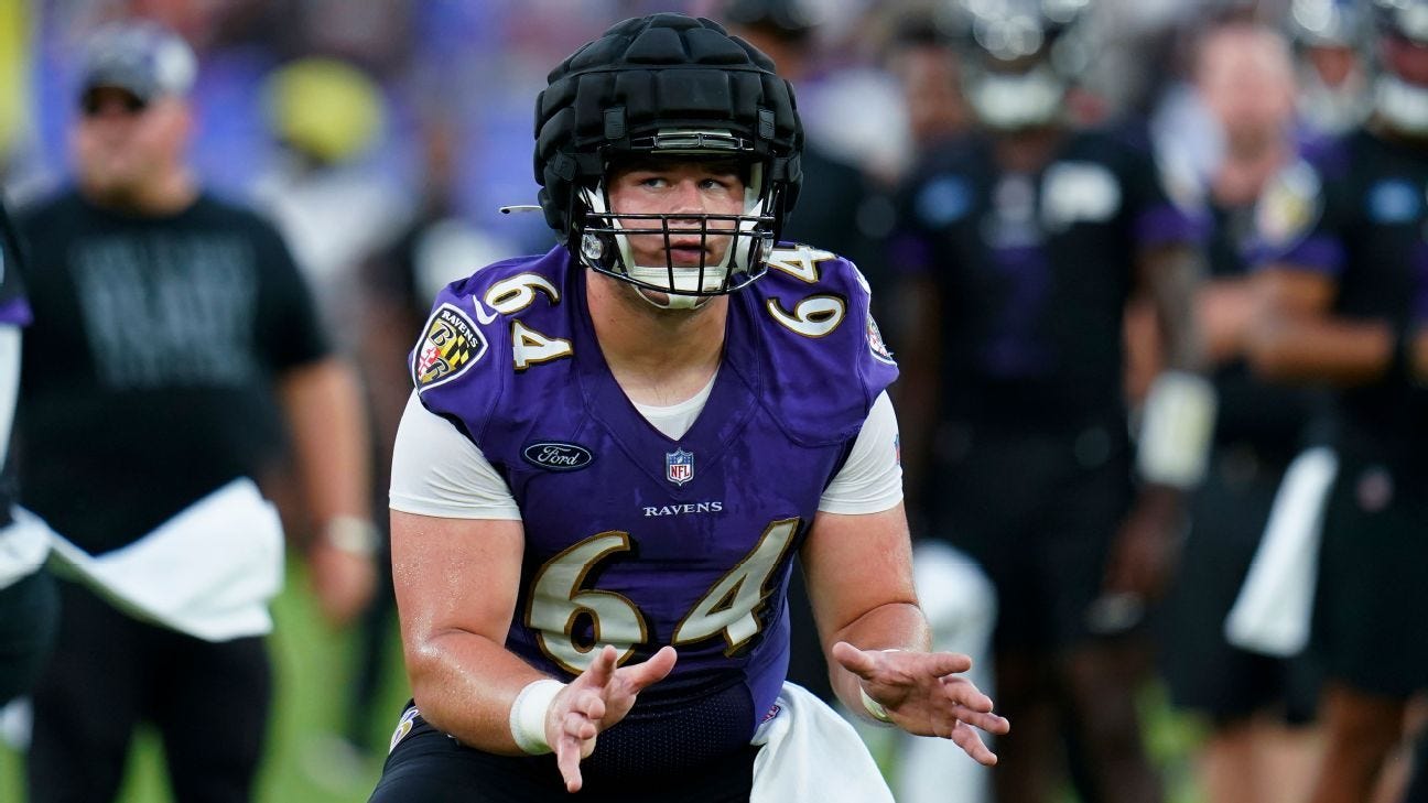 Baltimore Ravens rookie C Tyler Linderbaum out at least a week with lower  leg injury