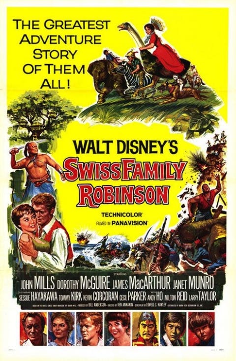 Original theatrical release poster for Walt Disney's Swiss Family Robinson