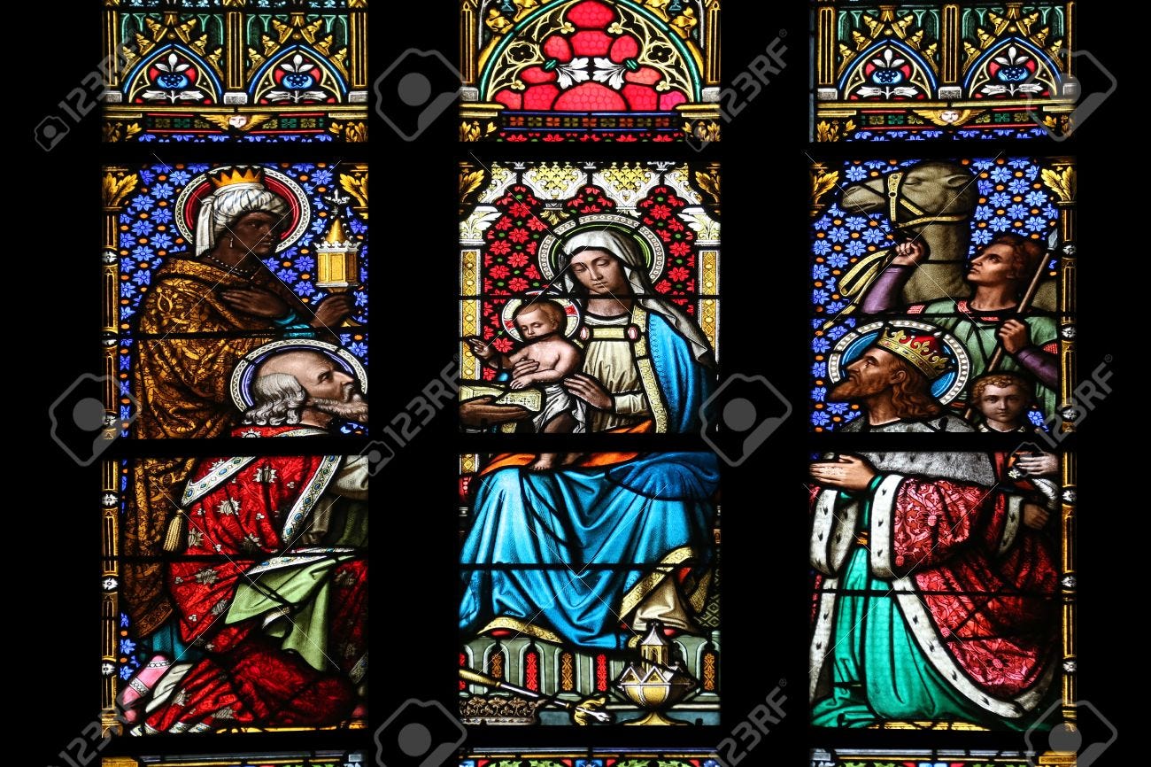 Image result for nativity scene stained glass magi
