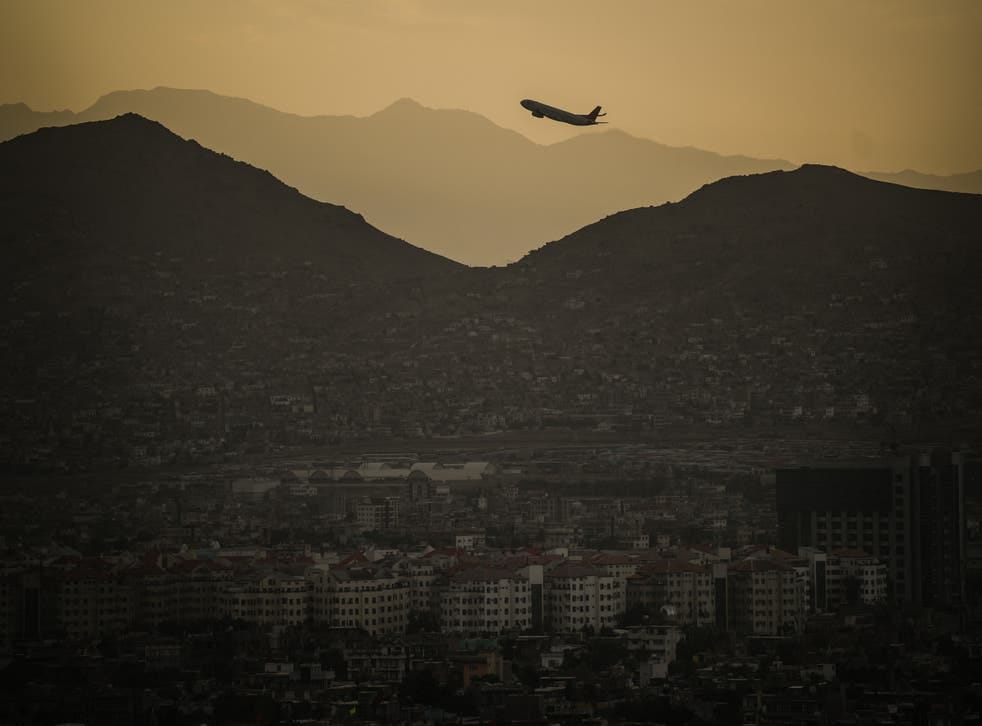 <p>A plane takes off from Hamid Karzai International airport in Kabul, Afghanistan </p>