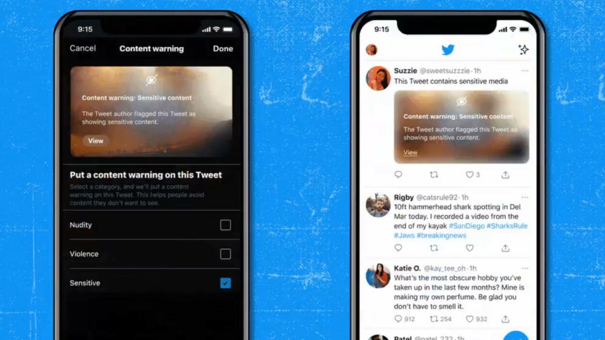 Twitter is testing content warnings on individual posts