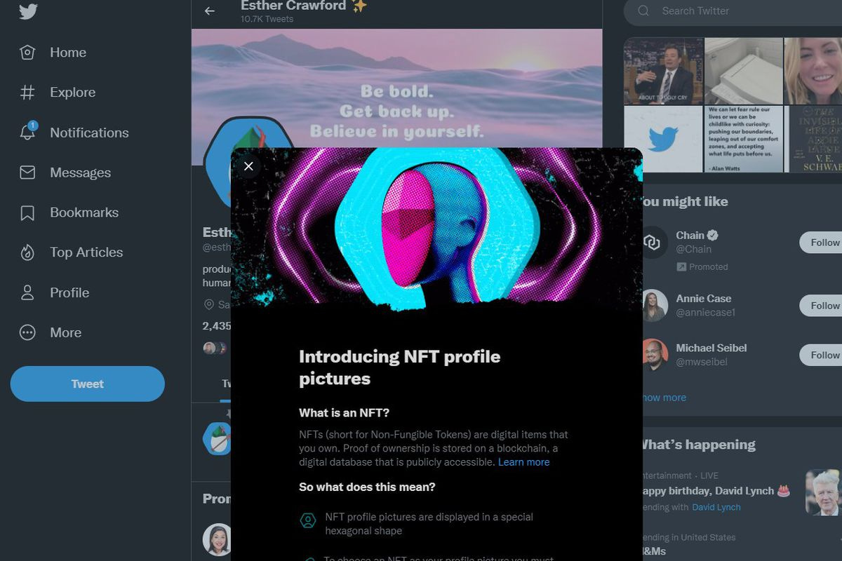 Twitter brings NFTs to the timeline as hexagon-shaped profile pictures -  The Verge