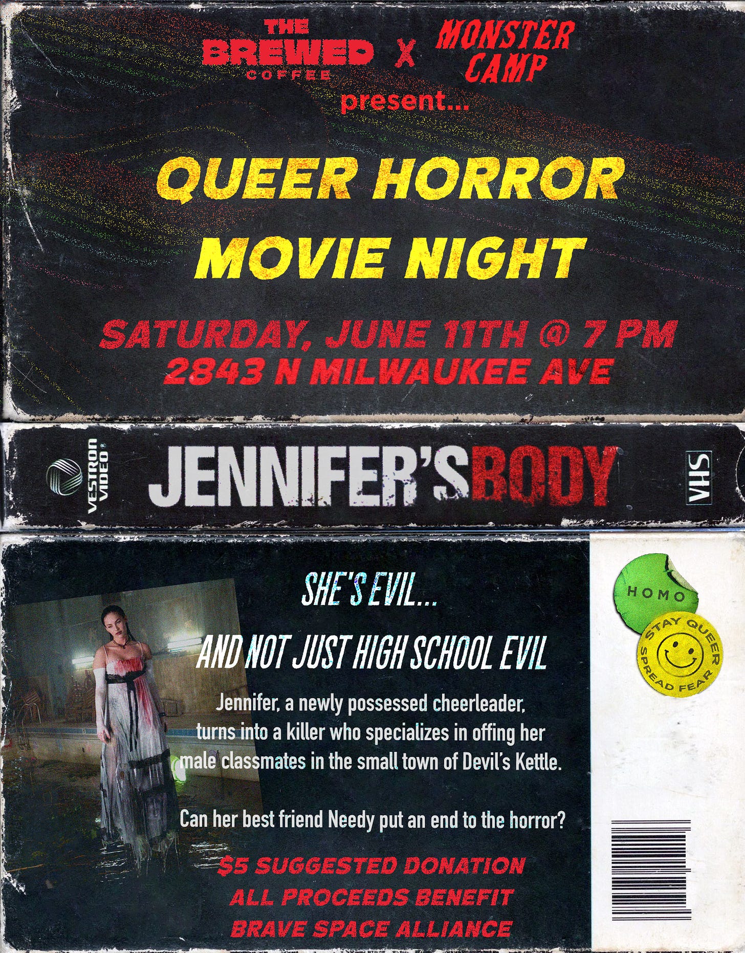 Queer horror movie night poster designed by Beyza Ozer.