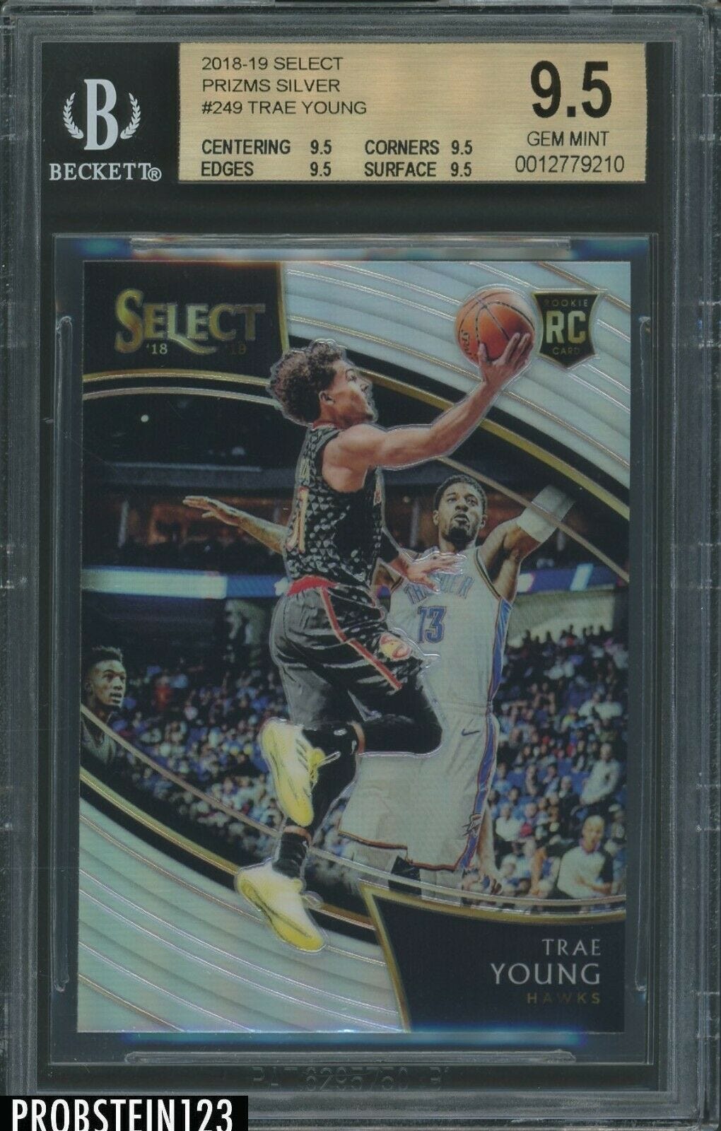 Image 1 - 2018-19-Select-Silver-Prizm-Courtside-249-Trae-Young-RC-Rookie-BGS-9-5-GEM-MINT