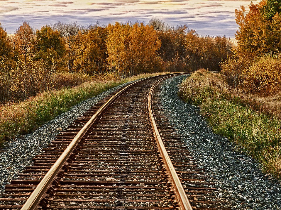 Railroad Track On A Fall Day : Free Stock Photo