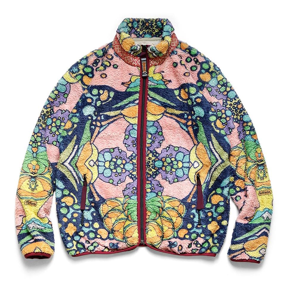 GOODMAN FLOWER FLEECE ZIP BLOUSON - NAVY