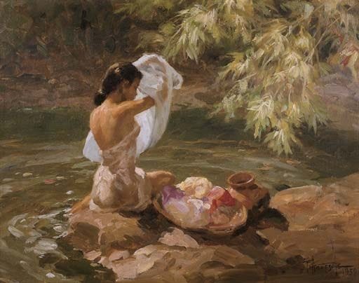 Fernando Amorsolo - Bathing by the River 1939 | Renaissance art paintings,  Aesthetic art, Ethereal art