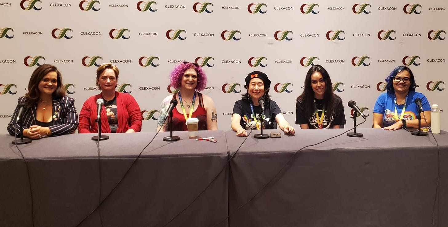 Queer Representation in Comics panelists at ClexaCon 2022
