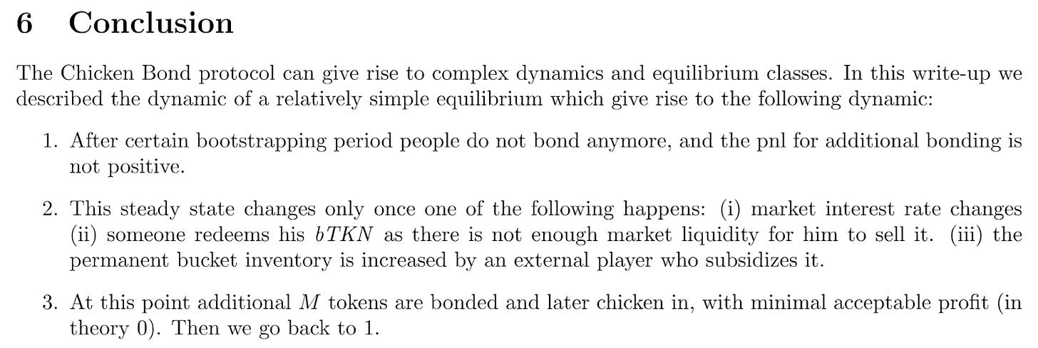 Conclusion decribing the Chicken Bonds equilibrium state