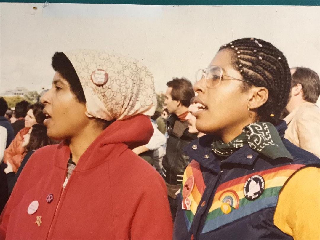 Beverly (left) and Barbara Smith at the 1979 National March on Washington for Lesbian and Gay Rights. Photo credit: Tia Cross