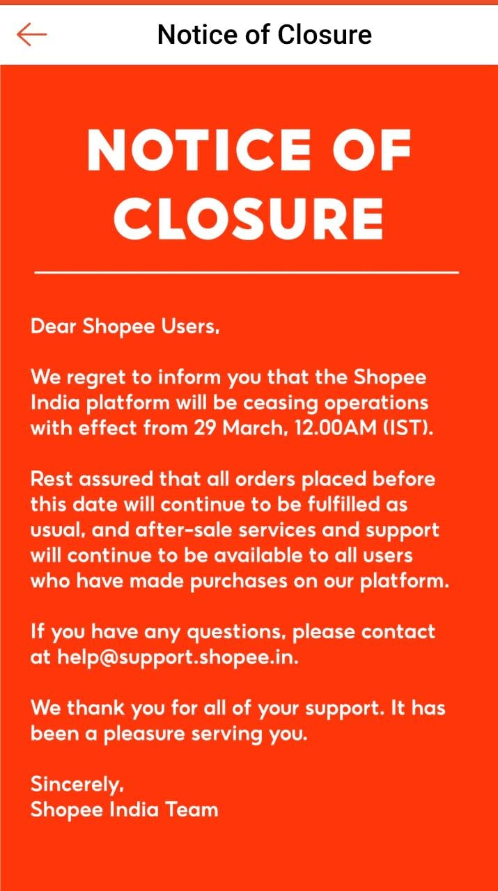 shopee india exit: Singapore's Shopee decides to abruptly shut India  business - The Economic Times