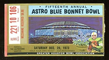 1973 Blue Bonnet Bowl Ticket 12/29 Houston v Tulane Astrodome 34675 at  Amazon's Sports Collectibles Store