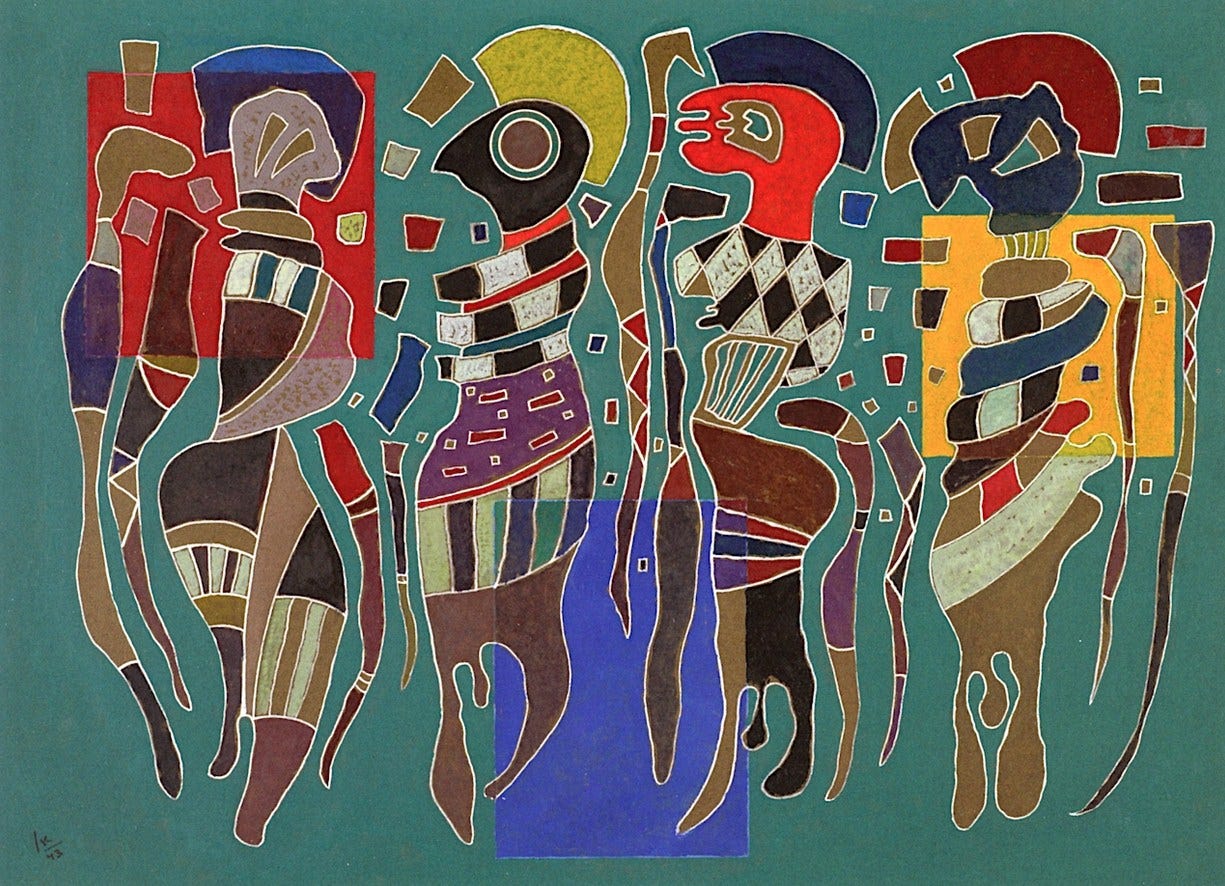 Kandinsky - Four figures on three squares, 1943.jpg