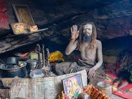 A monk living in a cave in Himalayas. : pics
