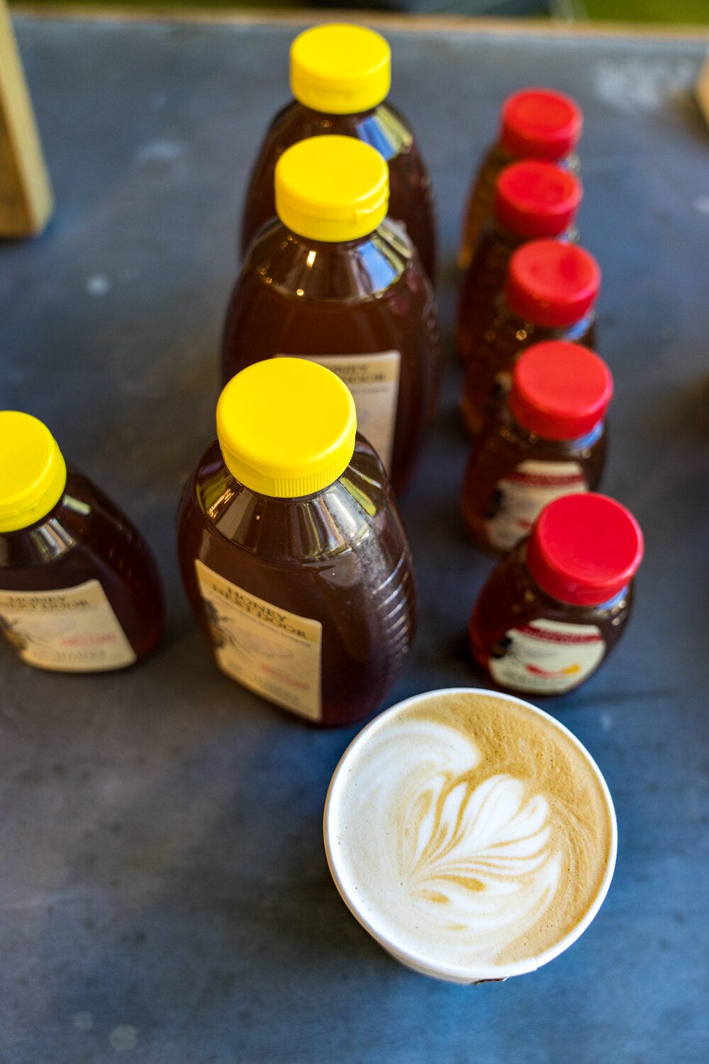 The honey latte, with the honey from Honey Next Door.