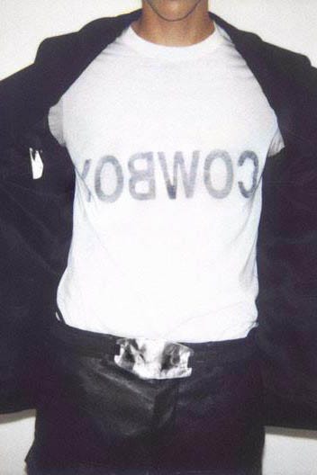 chromet:
“Helmut Lang COWBOY T-shirt shot by Juergen Teller in 2004
”