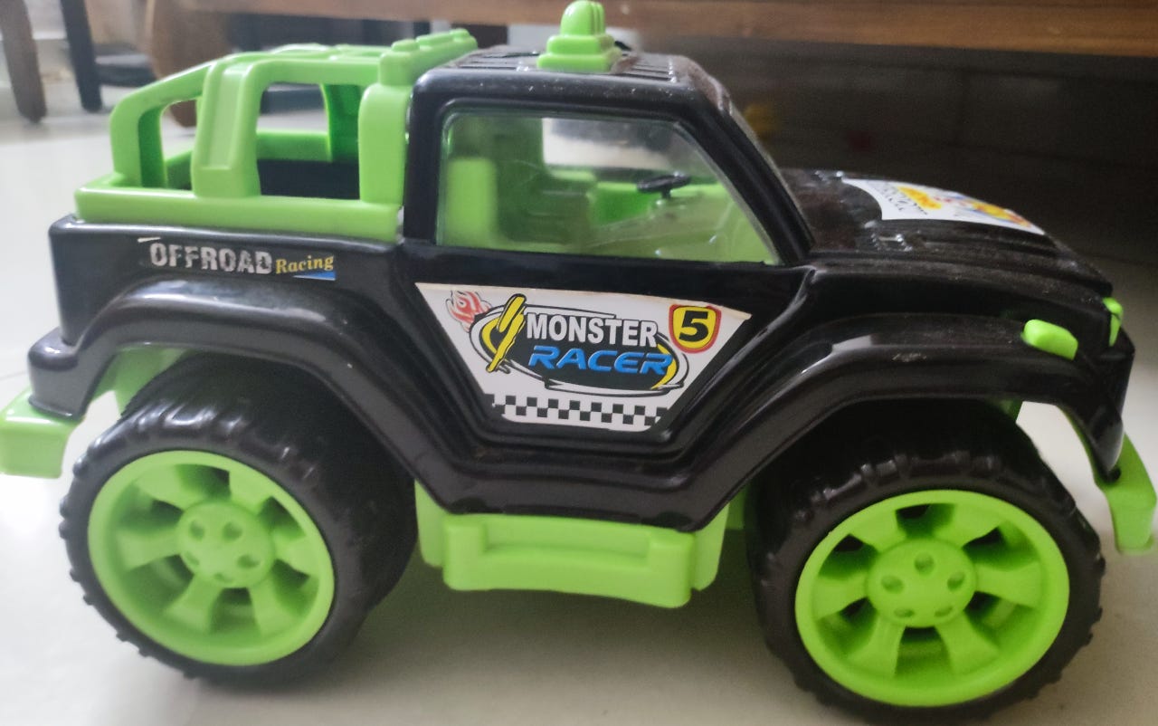 His toy jeep