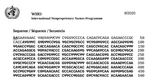 First 500 characters of the BNT162b2 mRNA. Source: World Health Organization