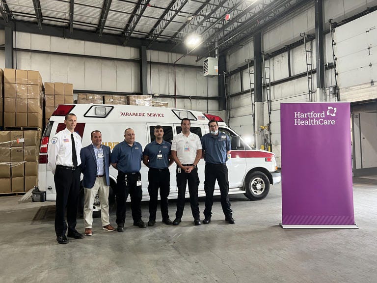 Hartford HealthCare and nine other EMS agencies donated lifesaving equipment to Ukraine.