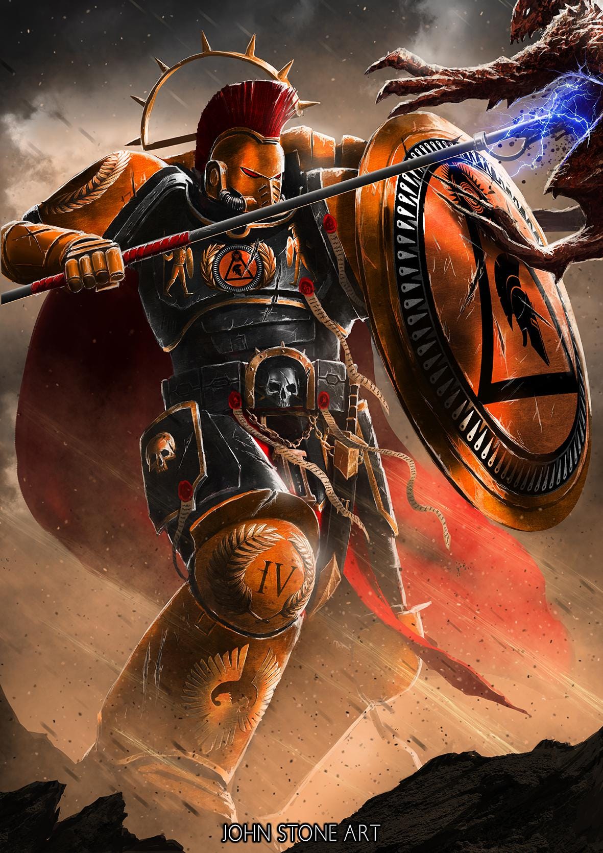 Spartan Space Marines anyone? (custom chapter art I painted) :  r/ImaginaryWarhammer