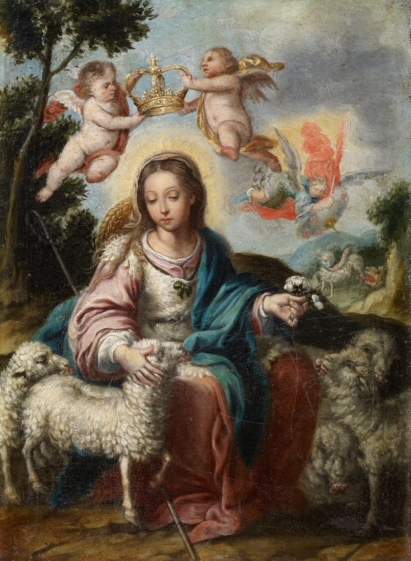 Divine Shepherdess (c. 1720) by Alonso Miguel De Tovar (Spanish, 1678 - 1758)