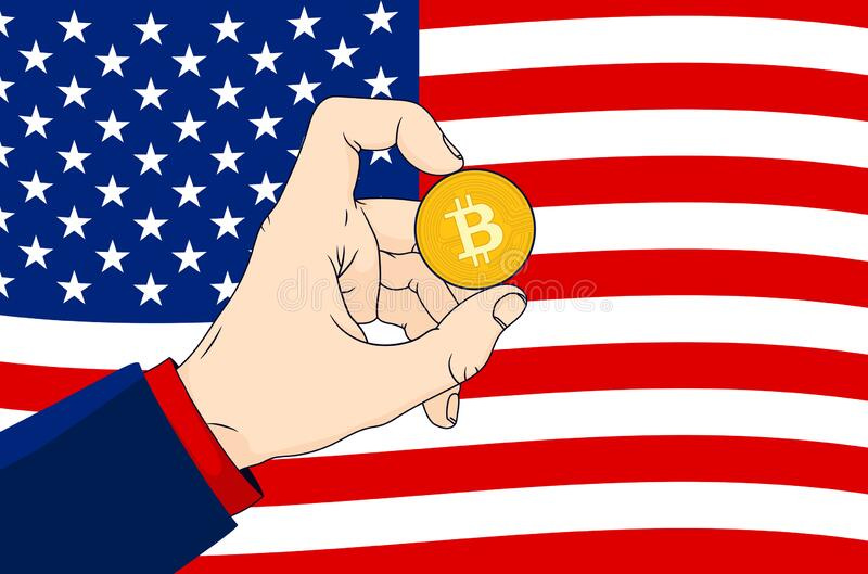 Bitcoin America - Hand with Bitcoin in Front of the American Flag Stock  Vector - Illustration of countries, stars: 172618847