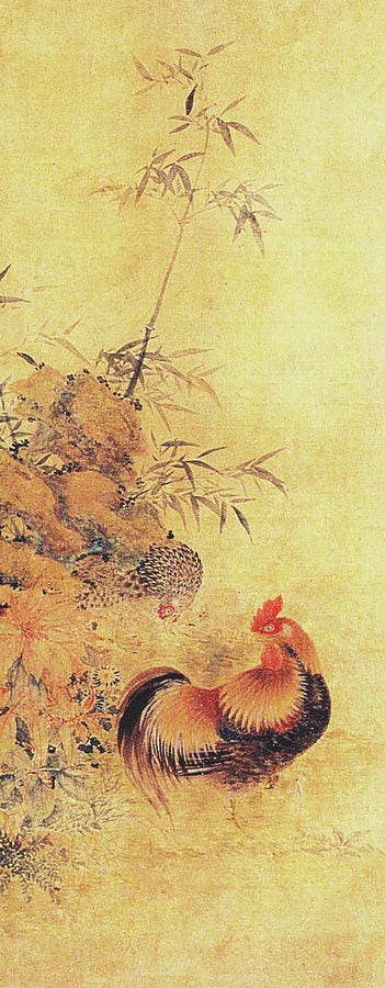 Bamboo and a Chicken Painting by Jang Seung eop