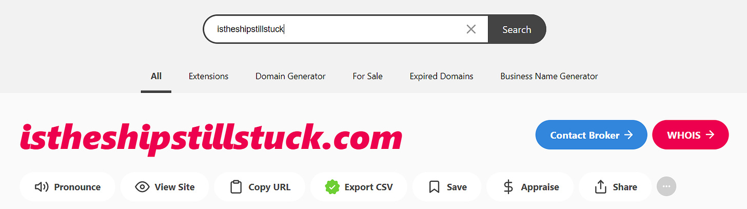 istheshipstillstuck.com domain search