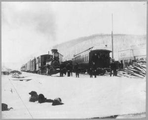 TVRR_trains_at_Fox,_Alaska,_1916