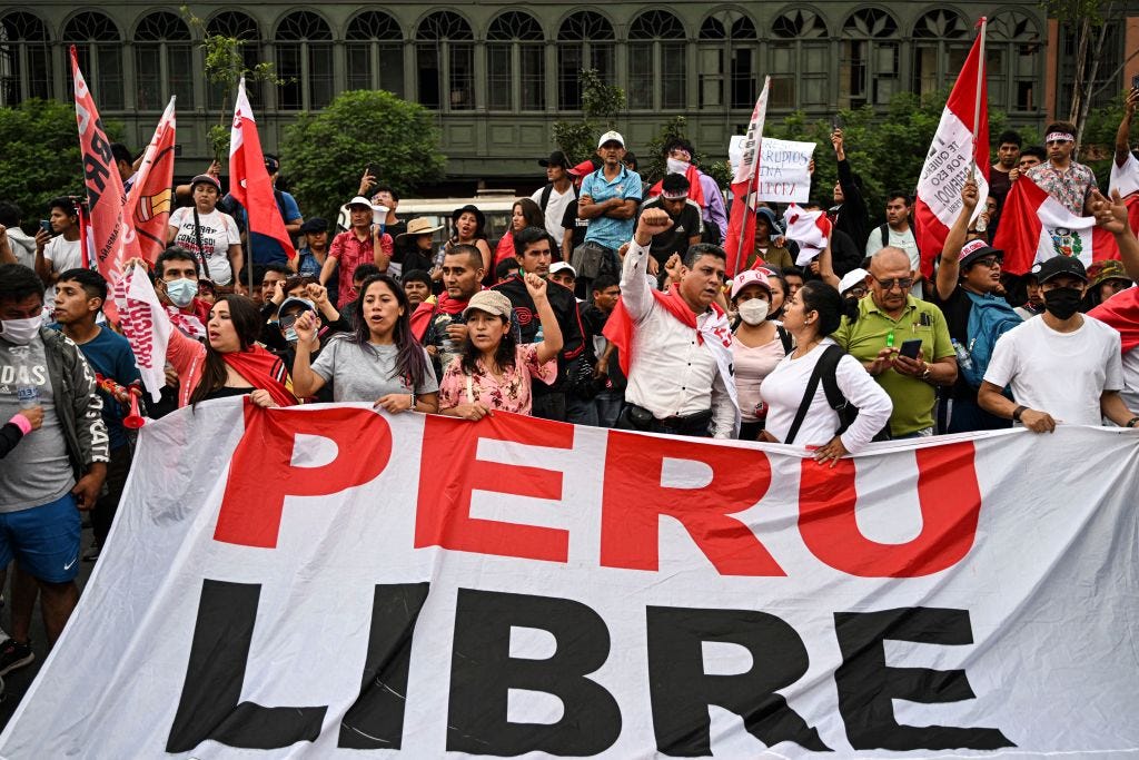 Sunday’s protest in Lima (ERNESTO BENAVIDES/AFP via Getty Images)