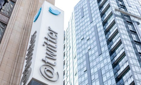 A Twitter sign is seen at the firm's headquarters in San Francisco, California.