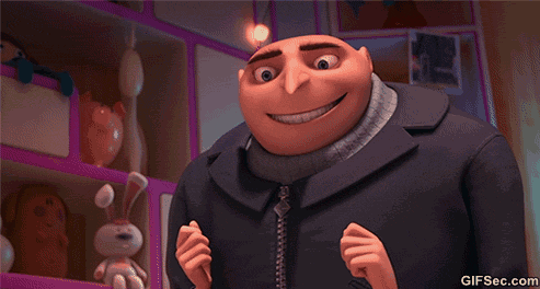 Camera zoom into Gru's face from "Despicable Me".
