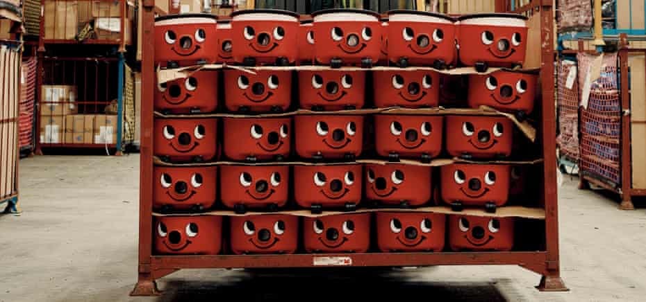 Completed Henry vacuum cleaner bottoms on a pallet inside the parts warehouse, ready to be assembled Completed Henry vacuum cleaner bottoms on a pallet inside the parts warehouse, ready to be assembled