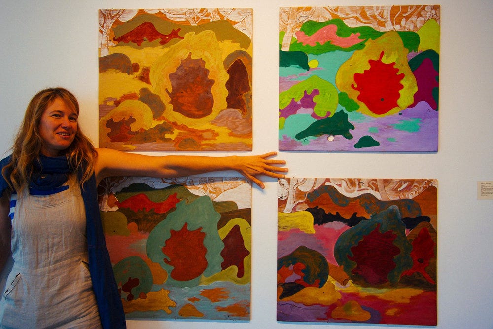 Tilke and her Animal Village paintings, mentioned in our interview on the Ground Shots Podcast.